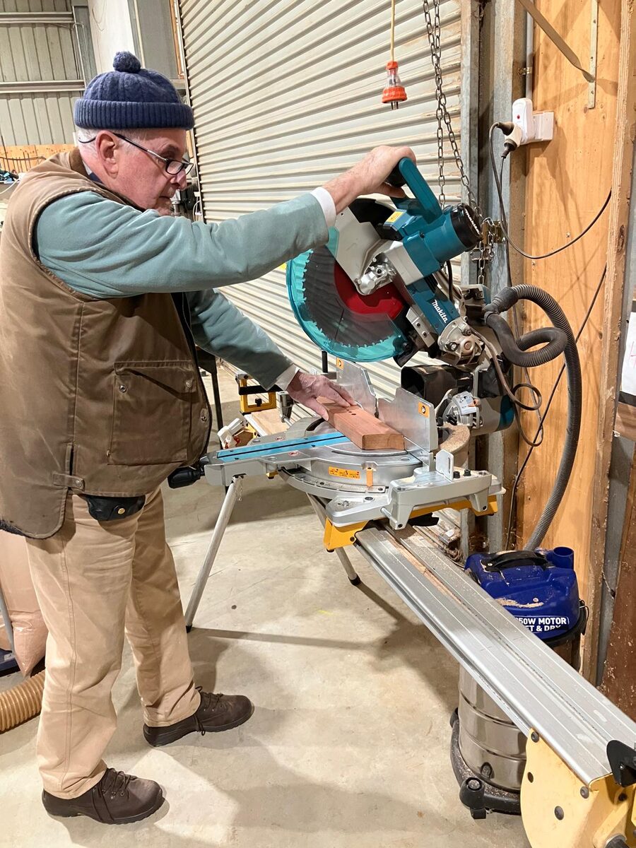 The mitre saw at the Bright United Men's Shed