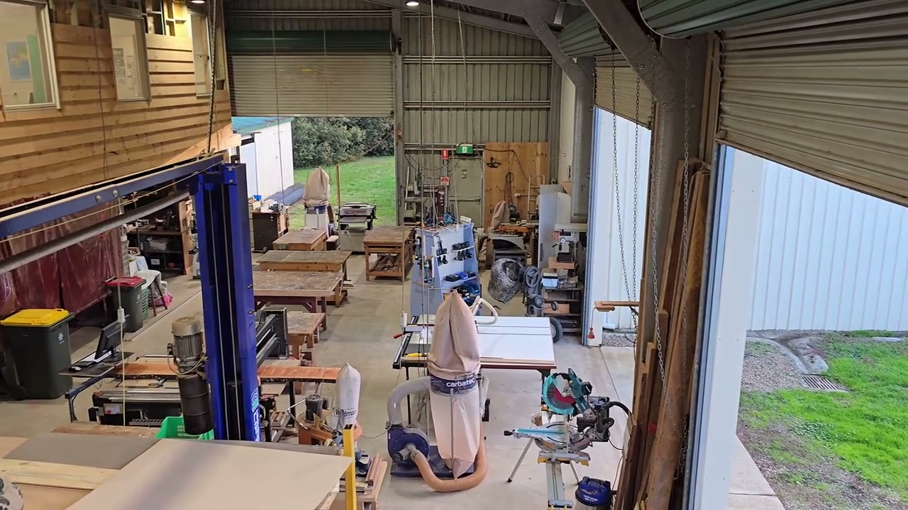 A view down the Bright United Men's Shed workshop