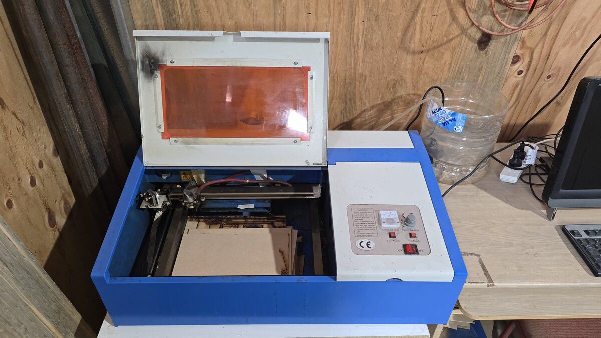 The laser cutter at the Bright United Men's Shed