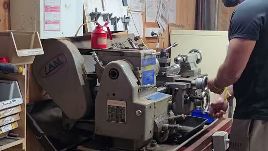 The metal lathe at the shed