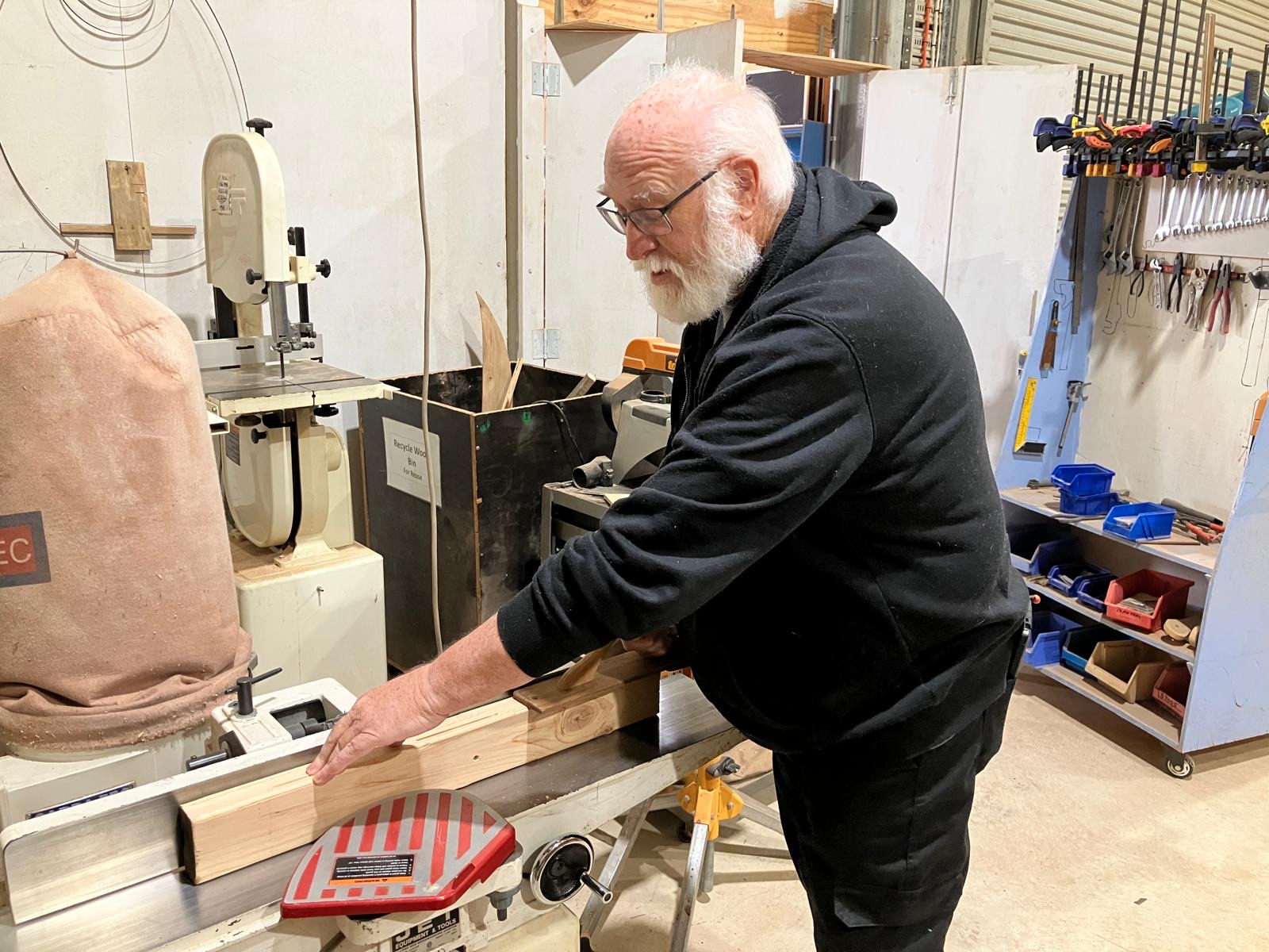 The edge planer / jointer at the shed