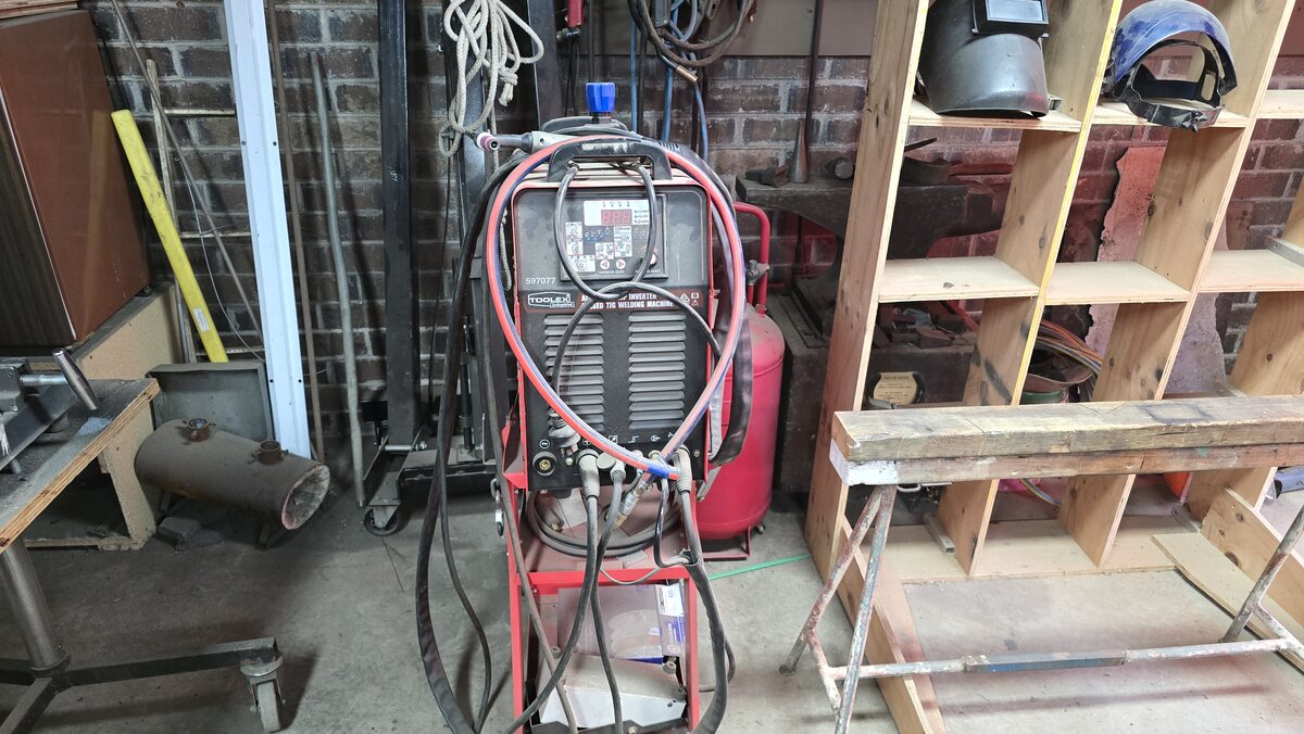 The TIG welder at the shed