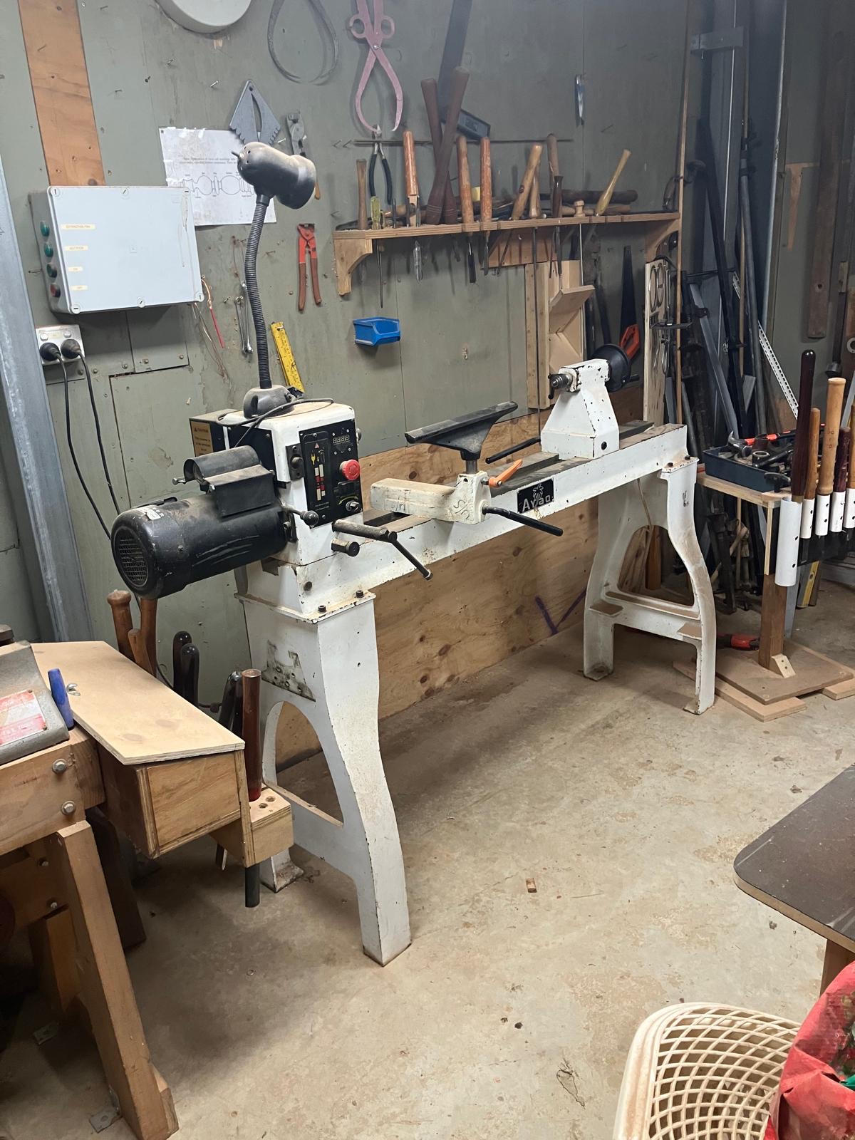 The wood lathe at the Bright United Men's Shed